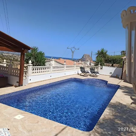 Med Panoramautsikt Med Privat Pool I Calpe, Costa Blanca, Spanien カルプ